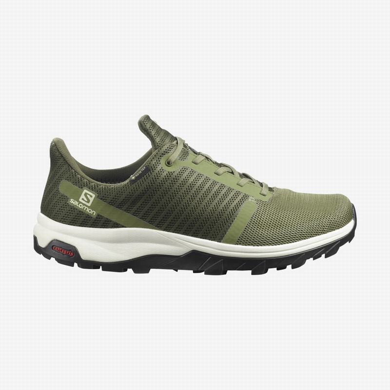 Salomon Singapore Mens Hiking Shoes - OUTBOUND PRISM GORE-TEX Deep Green/Olive | 68130-RXJT